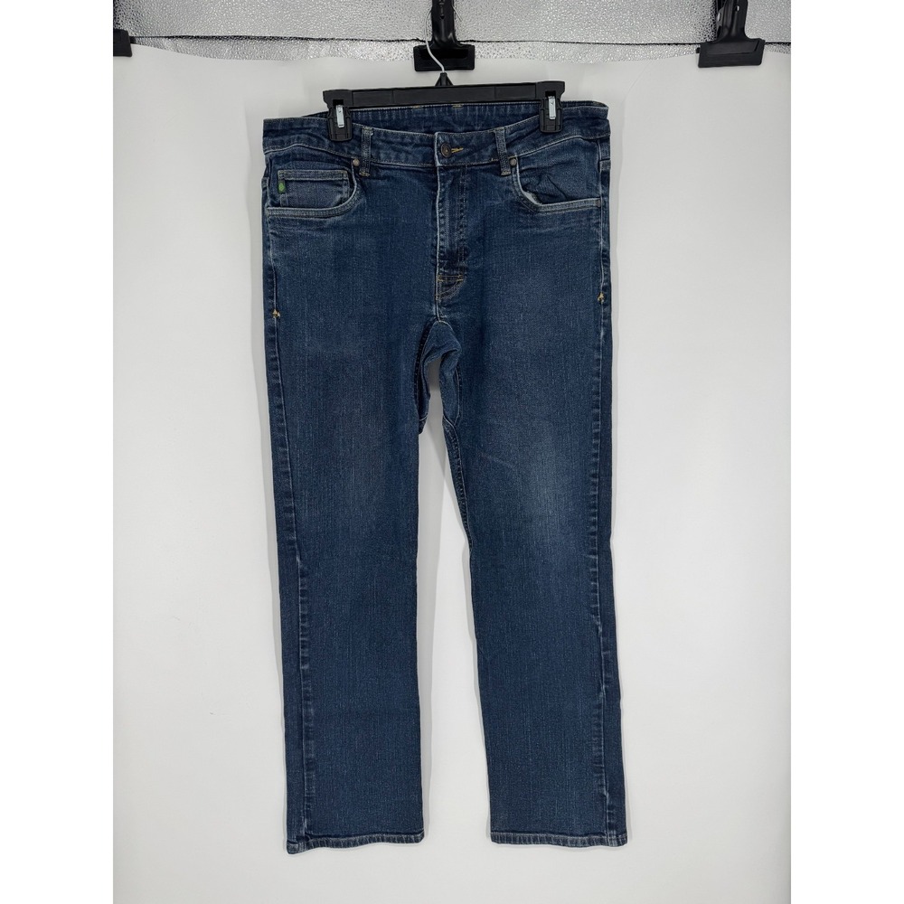 Stio Rivet Jeans 36R 36x30 Blue Denim Dark Wash Straight Leg Fit Outdoor Pants